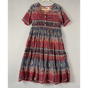 Elegant Red and Blue Midi Dress